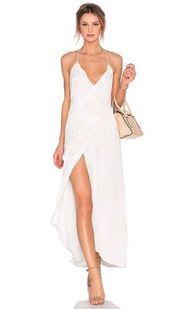 Lover + Friends Nostalgia White Embroidered Wrap Tie Maxi Midi Dress 