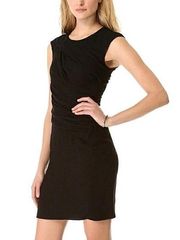 Helmut Lang Ruched Side Mini Dress Black LBD Draped