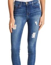 CURRENT/ELLIOTT High Rise Jeans The Stiletto Distressed High Waisted Button Fly