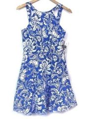 NEW NWT HONEY ROSIE Blue White Floral Fit Flare Sleeveless Cotton Dress JUNIORS