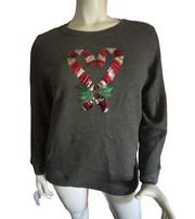 Karen Scott sequin candy cane sweatshirt