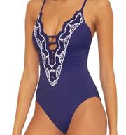 Becca Delilah Plunge One-Piece Swimsuit in Starry Night Size Medium