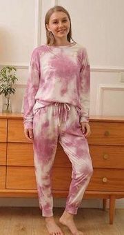 Pink white tie dye matching jogger sweatsuit outfit