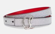 Christian Louboutin Glitter logo leather belt size 70/28