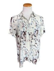 Womens Cynthia Rowley Snakeskin Print Flowy Button Down Shirt Top - Sz L