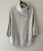 Roots Canada Heather Gray Knot Poncho Mockneck Sweater | One Size