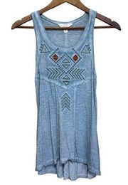 Sun & Shadow Sleeveless Top Womens S Embroidered Swing Boho Tribal Aztec Western