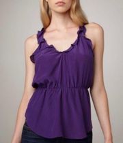 Rebecca Taylor Purple Polkadot Ruffle Cami Tank Top