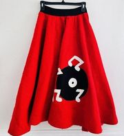 Handmade Red & Black Record "Poodle" Skirt ~ 50's Party ~ Small Medium