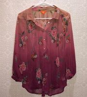 Joe Fresh Flowered Sheer Blouse Medium