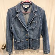 Tommy Hilfiger Women's Size 8P Cropped Blue Jean Denim Trucker Jacket