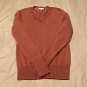 Magaschoni size Medium burnt orange V neck cashmere sweater EUC