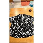 COOPER & ELLA BLACK DAISY FLORAL BLOUSE WOMEN'S SZ 3XL NEW P1-162