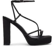 Jeffrey Campbell Aperitivo Sandals in Black Satin 7 with Box Womens High heels