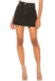 AGOLDE Quinn High Rise Denim Skirt Distressed Cult Black Size 25 NEW