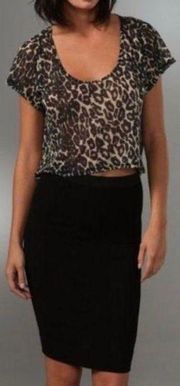 Leopard Print Short Sleeve Crop Top