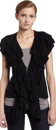 Black ruffled, knit vest, by Romeo & Juliet. Size Medium