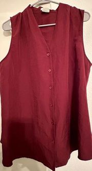 Van Heusen Red Sleeveless Blouse Size XL