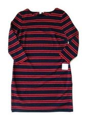 NWT Halogen Tunic in Red & Navy Blue Striped T-Shirt Top S $68