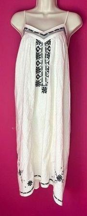 LUCKY BRAND WHITE EMBROIDERED MIDI FLOWY DRESS NWT SIZE M LINED D22