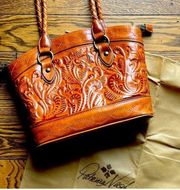 Patricia Nash Zorita Leather Tooled Shoulder Bag Western Boho A27