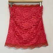 Couture Women’s Strapless Lace Tube Top Coral Pink NWOT