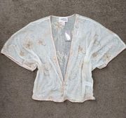 🆕️ Ivory and Tan Embroidered Jacket, Women's XS [NWT!]