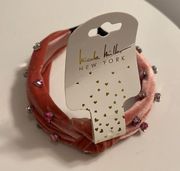 Fab Nicole Miller Pink velvet twist headband w crystals clear pink, dark pink