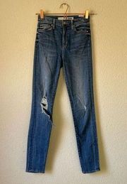 Lovers and friends denim high rise skinny distressed jeans size 24