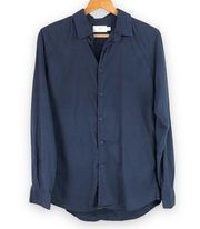 Onia - Navy Button-Up Long Sleeve Blouse - M