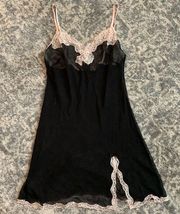 Victoria’s Secret Sheer Black with Blush Pink Lace Chemise
