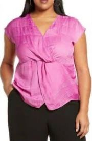 Halogen Womens Blouse Purple Sleeveless Surplice Twist Front 1 New