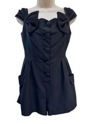 Molly Bracken Black short romper with of the shoulder bow