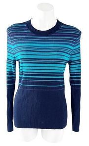 Hugo Boss Striped Sweater Knit Metallic Blue Navy Size S