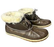 Women’s MINNETONKA TEGA Winter Boots Dark Brown 87302 Faux Fur Lining Size 8 M