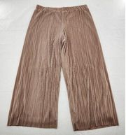 Anne Klein Womens Size Large Beige High Rise Pleated Wide Leg Crop Pants