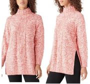 Lucky Brand Sweater NWT Mock Neck Cable Knit Red/White Tunic Women’s XS