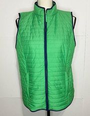 Talbots Petite Medium Green Quilted Puffer Down Full Zip Vest Lightweight