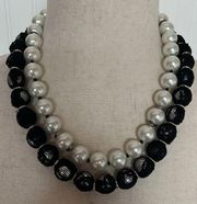Black and White  Faux Pearl Necklace