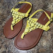 Black rivet yellow jeweled sandals size 7