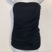 fitted Ruched black sleeveless/Tube Top Size Small- NEW