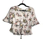 Hanger Floral Blouse Size Large Delicate Girly V Neck Cottage Feminine