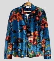 NWOT ASOS Design Velvet Floral Button Down Long Sleeve Top