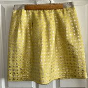 Ann Taylor LOFT Gold & Yellow Metallic Polka‎ Dot Mini Pleated Skirt Size 6 NWOT