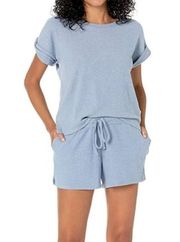 Lucky Brand 2-Piece Ultra Soft Ribbed Hacci T-Shirt and Shorts Lounge PJ set