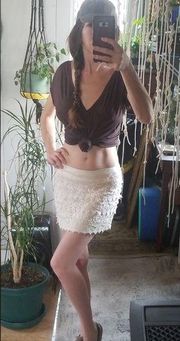 White, lace, mini skirt