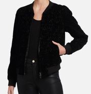 EMPORIO ARMANI Womens Black Velvet Lace Blouson Bomber Jacket SMALL