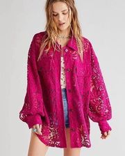 Free People Ruby Lace Jacket Small fuchsia pink