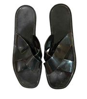 Women's Black Crossband Jelly Casual Slip-on Slide Sandals Size 8