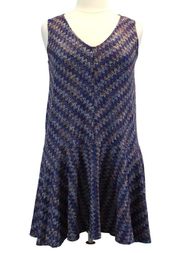 Maeve Womens L Westwater Chevron Knit Dress Drop Waist Zig Zag Multicolor